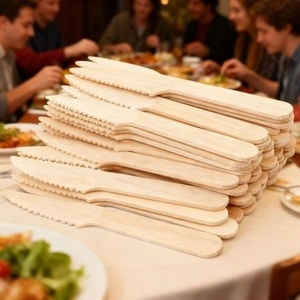 Couteaux robustes en bois de bouleau 155 mm pour restaurants et cafés, réceptions de mariage et banquets, découpe de gâteaux, fêtes en plein air - Product Image 1