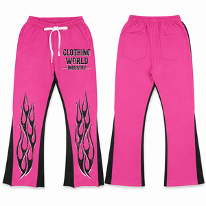 Customized Track Joggers Flared Pant Baggy High Quality <b>Wind</b> <b>Breaker</b> Distressed Wide Legs cotton/fleece men's pants washed - Product Image 4