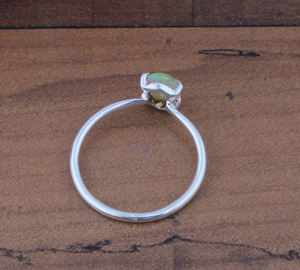 Bague de mariage classique en argent sterling 925 avec turquoise blanche naturelle sertie en bélière, cadeau de naissance d'octobre pour femme - Product Image 4