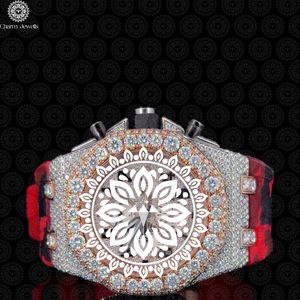 Charm Jewels Luxury Diamond Watch Stainless Steel Rectangle Case Analog Quartz Movement <b>Red</b> Leather Band Unisex Fashion - Product Image 1