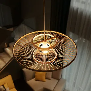 Luminaire suspendu en rotin naturel tissé pour la décoration du plafond de la maison, éclairage intérieur et design d'intérieur - Product Image 6