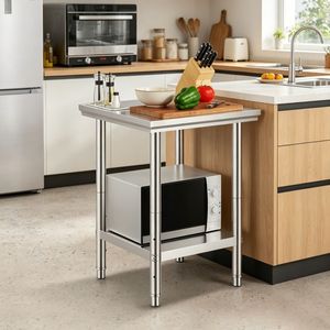 Commercial Stainless Steel Work <b>Table</b> 24x24x31 Inch Heavy Duty <b>Kitchen</b> <b>Prep</b> <b>Table</b> with Adjustable Lower Shelf - Product Image 1