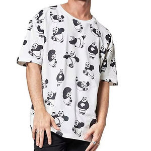 เสื้อยืดผู้ชายไซส์ใหญ่พิมพ์ลายการ์ตูนแพนด้า ผ้าฝ้าย 100% แขนสั้น คอกลม ทรงลำลอง เนื้อผ้าเจอร์ซีย์ถัก - Product Image 2