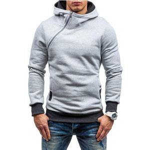 Sweat à capuche brodé coupe ajustée pour homme 320GSM 100% coton 50% polyester polaire fermeture éclair complète manches longues couleur unie collection printemps - Product Image 4