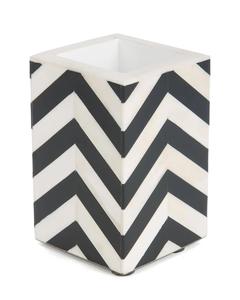 Modern Black White Geometric Bone Inlay Square <b>Pen</b> Holder Desk <b>Organizer</b> Tabletop Storage Container HASAN CRAFT Handmade - Product Image 4