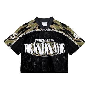 เสื้อเจอร์ซีย์กีฬาตาข่ายสไตล์วินเทจ พิมพ์ลายโลโก้ตามสั่ง เสื้อยืดสตรีทแวร์ตามความต้องการของลูกค้า - Product Image 1