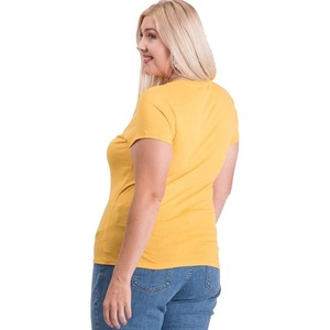Camiseta de Algodón de Alta Calidad para Mujer, Talla Grande, Cuello en V, Manga Corta, Color Amarillo, Estilo Casual, Corte Regular - Product Image 5