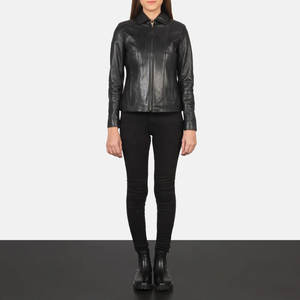 Chaqueta de Cuero Genuino Negra para Mujer, Estilo Biker Ajustado con Cierre de Cremallera y Diseño Clásico de Motociclista para Usar en Todas las Estaciones - Product Image 4