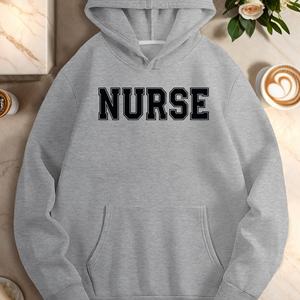 Sweat à capuche décontracté pour femme avec imprimé « Infirmière » style universitaire en noir, 100% polyester, vêtement d'automne, manches longues, coupe classique, résistant à la chaleur - Product Image 4