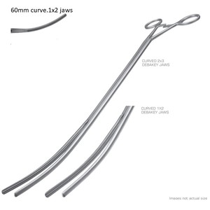 Pinces de DeBakey Thoracoscopiques Courbées, Tige de 5 mm, 1x2 Mâchoires, Courbure de 60 mm, Longueur de Travail de 21 cm, Longueur Totale de 31 cm, à Cliquet – ZETOMEDPRO - Product Image 1