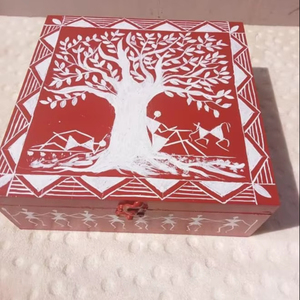 Tradebyd Handmade <b>Wooden</b> <b>Box</b> Hand Painted Folk Art Decorative Rustic Storage Chest for Cottage Style Decor - Product Image 1
