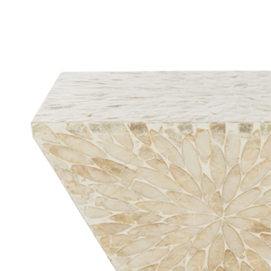 Elegante mesa cuadrada decorativa de capiz con detalles de nácar para sala de estar y dormitorio, mueble moderno para interiores. - Product Image 4