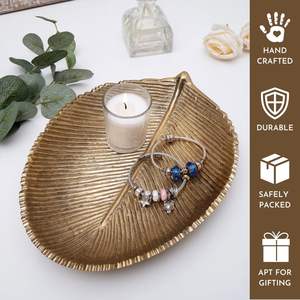 Bandeja Metálica con Forma de Hoja de 11 Pulgadas para Decoración del Hogar, Artículo para Regalo |   Perfecto para la recepción Mandap Halide Mehndi - Product Image 3
