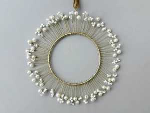 Heart Shape Metal Handicraft Ornaments with Beaded Frame Decorations - Product Image 3
