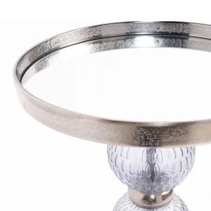 Modern Metal <b>Side</b> <b>Table</b> With Textured Glass Spheres And <b>Round</b> Glass Top Drink <b>Table</b> - Product Image 3
