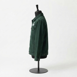 Vestes en jean élégantes pour hommes, hiver, col montant, logo sur le devant, taille et couleur personnalisées, 100% coton, écologiques - Product Image 2