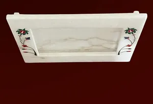 Premium Handmade White Marble Photo <b>Frame</b> <b>with</b> Floral Print for & Lightweight for Home Decor & Gifts - Product Image 6