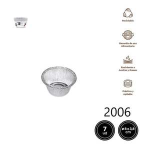 Tazón Desechable de Papel de Aluminio para Pastel, 8x3.8 cm, 7 Unidades, Redondo, Flanera, Bandeja de Aluminio - Product Image 3