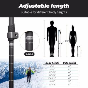 Coppia di Bastoncini da Trekking Regolabili Antiurto Pieghevoli in Alluminio Resistente per Camminata e Escursionismo, Modello per Mano Sinistra - Product Image 4