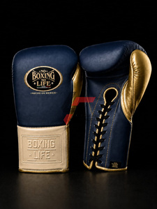 Nouveaux gants de boxe en cuir de qualité supérieure, design personnalisé, fabriqués sur mesure, « No Boxing No Life », avec lacets, pour adultes. - Product Image 3