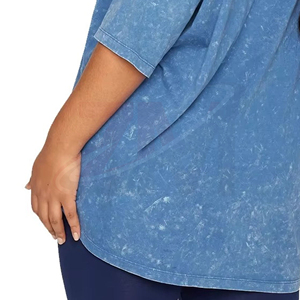 Camiseta de algodón sólido para mujer, cuello redondo, holgada, transpirable, material suave, informal, para verano, uso diario, top esencial de moda - Product Image 5