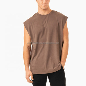 Camiseta sin Mangas Deportiva de Alta Calidad para Hombre, 100% Algodón, Estilo Holgado, Tejido de Punto, Camiseta sin Mangas Cortada - Product Image 5