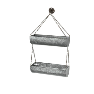 Jardinière suspendue ronde en fer galvanisé style ferme avec accent doré, pot de fleurs suspendu en métal pour intérieur et extérieur, pour usage en jardin - Product Image 3