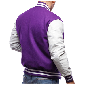 Chaqueta Varsity para Hombre de Alta Calidad, Fabricada por OEM, con Mangas de Cuero Bordadas e Impresas, Chaqueta Casual Personalizada con Letras de Béisbol - Product Image 3
