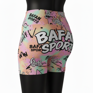 กางเกงขาสั้นพิมพ์ลายหลากสีพาสเทล ผ้าโพลีเอสเตอร์ผสมสแปนเด็กซ์ พรีเมียม 230 GSM เนื้อผ้านุ่ม ยืดหยุ่นได้ พร้อมโลโก้แบบซับลิเมชั่น - Product Image 5