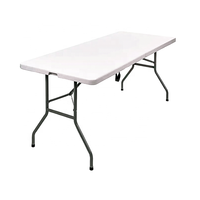 Table pliante portable 5FT avec plateau HDPE facile à nettoyer, idéale pour le bureau, le camping, le jardin, les banquets, la terrasse, avec structure en acier thermolaqué.