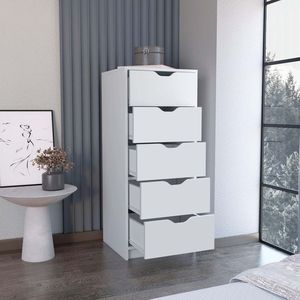 Commode de rangement fine de 42 po de hauteur, blanche, avec 5 tiroirs - Product Image 2