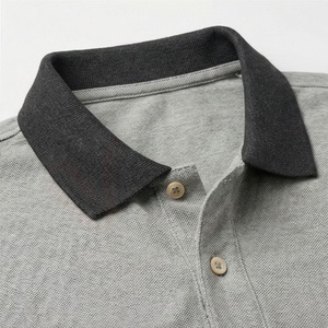 Polo à manches courtes gris pour homme, en coton tricoté, couleur unie, décontracté, respirant, coupe classique, avec boutons - Product Image 4