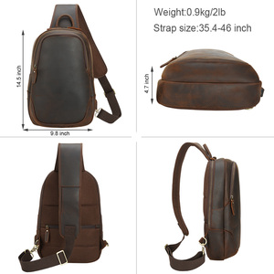 Bolso Bandolera de Cuero Genuino para Hombre, Mochila Cruzada de Piel de Vacuno para Ciclismo, Bolso de Hombro/Pecho para Teléfono Móvil, Venta Caliente - Product Image 4