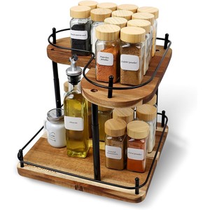 Handcrafted Acacia Wood 4-Tier Spice Rack Organizer - Wholesale Kitchen <b>Storage</b> - Product Image 2