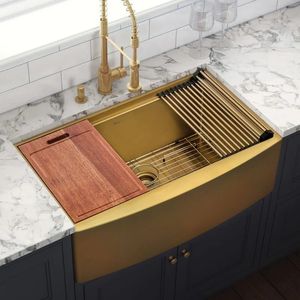 Évier de cuisine en laiton personnalisé, fait main, de qualité supérieure, style farmhouse, résistant à la corrosion, design élégant pour les acheteurs Alibaba mondiaux - Product Image 5