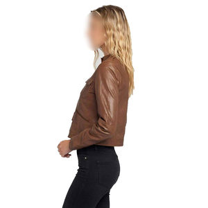 Wholesale Winter for <b>Suede</b> Leather Biker <b>Jacket</b> Asymmetrical Zip Belted Waist Pattern Button OEM ODM Custom Bulk Production - Product Image 3