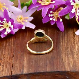 Vintage <b>Black</b> <b>Onyx</b> Wing Gemstone <b>Ring</b> 18k Gold Vermeil Minimalist Statement Boho Style FIne <b>Ring</b> Jewelry For Women Wear - Product Image 6