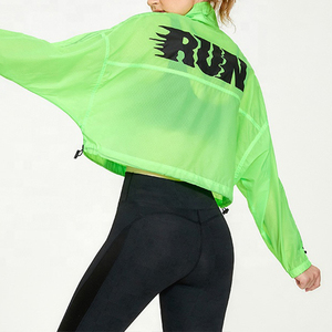 Sporty <b>Womens</b> Autumn/Winter Cropped Printed Breathable Quick Dry <b>Lightweight</b> Waterproof Windbreaker Reversible Bomber <b>Jacket</b> - Product Image 2