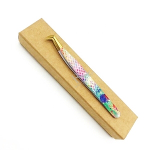 Pince à épiler de précision antistatique en acier inoxydable avec pointe en plasma doré, revêtement papier, poignée diamantée, haute qualité, vendue à l'unité sur carte - Product Image 5