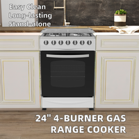 Cuisinière Électrique Autonome de 24 Pouces à 4 Brûleurs avec Four à Gaz Intègre les Fonctionnalités d'Électroménager
