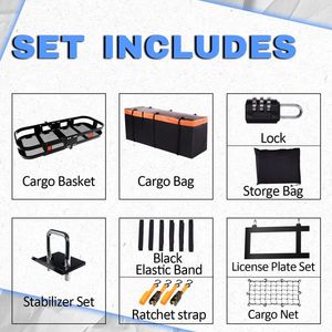 Heavy Duty 500 Lbs <b>Trailer</b> Hitch <b>Cargo</b> Carrier Rack 60\" X 24\" X 6\" Folding Luggage Basket Fits 2\" Hitch - Product Image 6