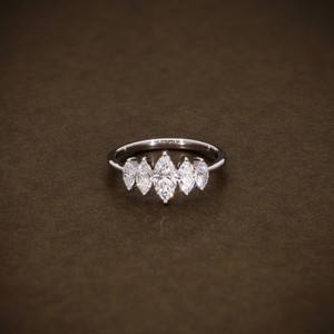 Anillo de Diamantes con Cinco Piedras de Moissanita, Corte Marquesa, para Mujer, Plata 925 Original, Joyería Premium para Regalo, para Amigas - Product Image 1