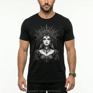 Camiseta Gótica Personalizada para Hombre, Camiseta Negra de Algodón Grueso de Primera Calidad, Impresión Serigráfica, Ropa Urbana Masculina Vintage - Product Image 1