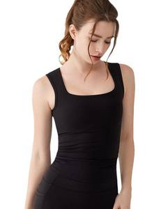 Débardeur de yoga sans manches à larges bretelles, avec coussinets intégrés, antichoc, en tricot 100% coton, pour le sport et le fitness, style décontracté - Product Image 5