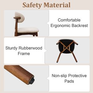 Set di 4 Sedie da Pranzo Imbottite in Flanella Color Cammello Chiaro con Gambe in Legno Massello di Noce, Senza Braccioli, per Cucina e Ristorante - Product Image 6