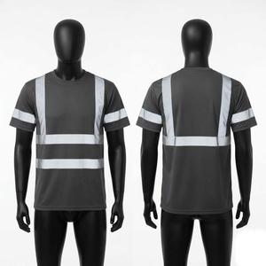 Premium 180 GSM <b>Moisture</b> <b>Wicking</b> Cotton/Bamboo Fiber O-Neck Work T-<b>Shirt</b> Reflective Tape Panel Design Custom Digital Print Logo - Product Image 1
