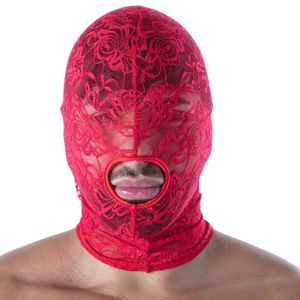Masque facial en cuir rouge pour homme, style fétiche, avec ouverture pour la bouche, design audacieux, pour clubbing - Product Image 3