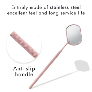Premium Oval Wide View Lash Inspection <b>Mirror</b> Stainless Steel Eyelash Extension <b>Mirror</b> <b>with</b> Non Slip Handle <b>Makeup</b> Tool - Product Image 2