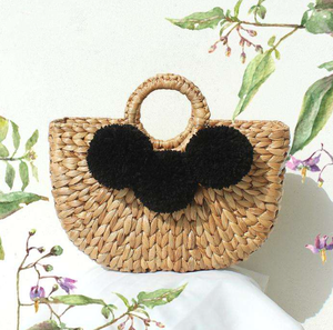 Best Summer Product 2026 Unisex Handmade Bags Cheap Wholesale Straw Bag High Quality Water Hyacinth Bag With Pompom - Product Image 5