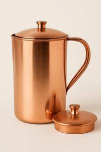 Metal Pitcher With Hammered Texture And Golden Handle Home Drinkware - Product Image 4